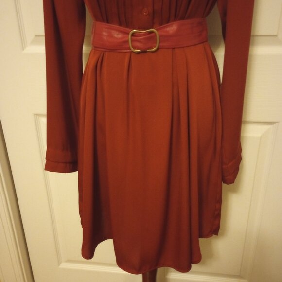 BCBG Rich Burgundy Silky Swing Tunic Shirt Dress sz M - Picture 11 of 14
